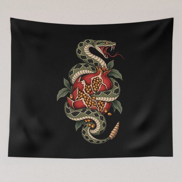 Item preview, Sweet Venom — Snake and Pomegranate Tattoo Art designed and sold by Tattee.
