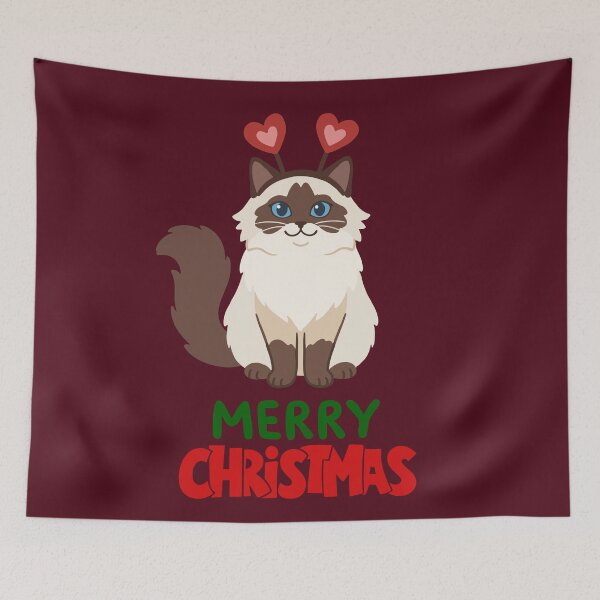 Item preview, Cute Ragdoll Cat Merry Christmas Holiday Art designed and sold by stormk10.