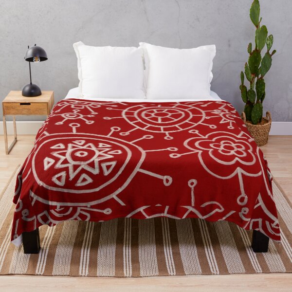 Item preview, Red Boho Mandala Pattern with Suns and Flowers designed and sold by Fani*.
