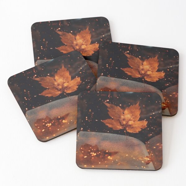 Item preview, Magical Autumn Book with Floating Maple Leaves and Golden Sparkles designed and sold by LYAN-STORE.