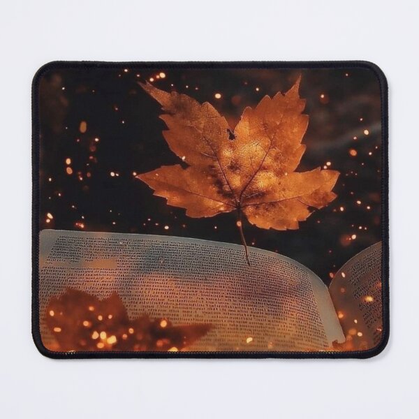 Item preview, Magical Autumn Book with Floating Maple Leaves and Golden Sparkles designed and sold by LYAN-STORE.