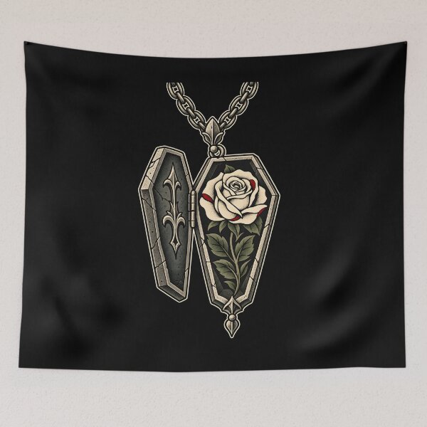Item preview, Cold Comfort — Coffin Locket and White Rose Tattoo Art designed and sold by Tattee.