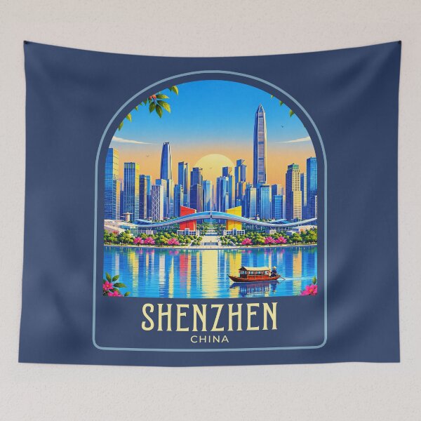 Artikelvorschau, Shenzhen Vintage Reiseillustration entworfen und verkauft von HomeLivingCo.