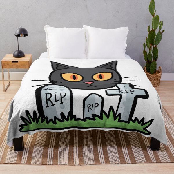Item preview, Spooky Black Cat Graveyard | Cute Creepy Halloween Art designed and sold by NAMASTHE WORLD.
