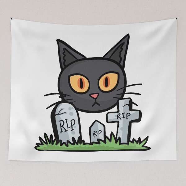 Item preview, Spooky Black Cat Graveyard | Cute Creepy Halloween Art designed and sold by NAMASTHE WORLD.