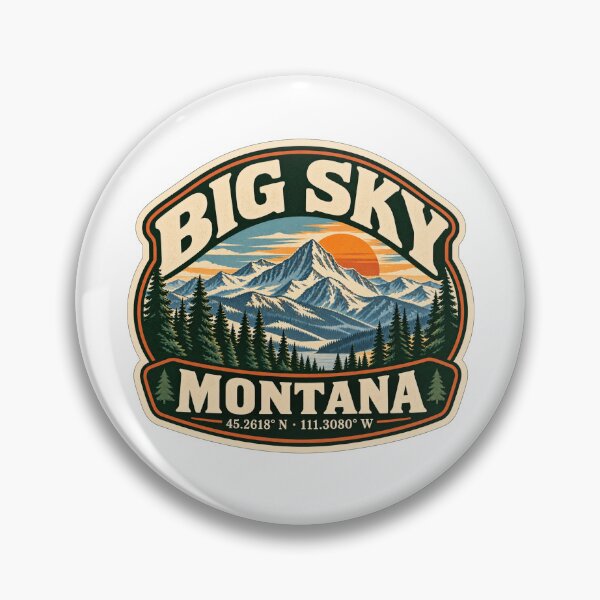 Item preview, Big Sky Montana Vintage Mountain Travel Badge – Lone Peak Coordinates designed and sold by ChicClicker.