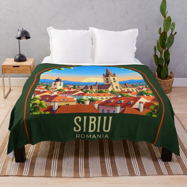 Item preview, Sibiu Vintage Travel Illustration designed and sold by HomeLivingCo.