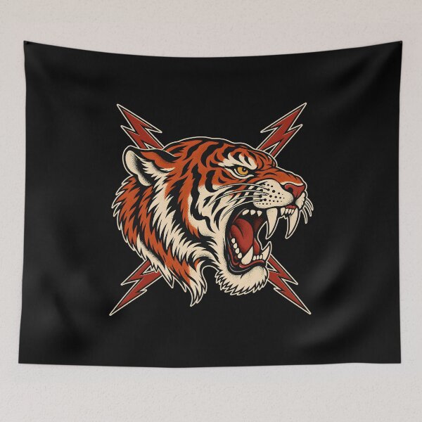 Item preview, Keep Your Teeth — Roaring Tiger and Lightning Tattoo Art designed and sold by Tattee.