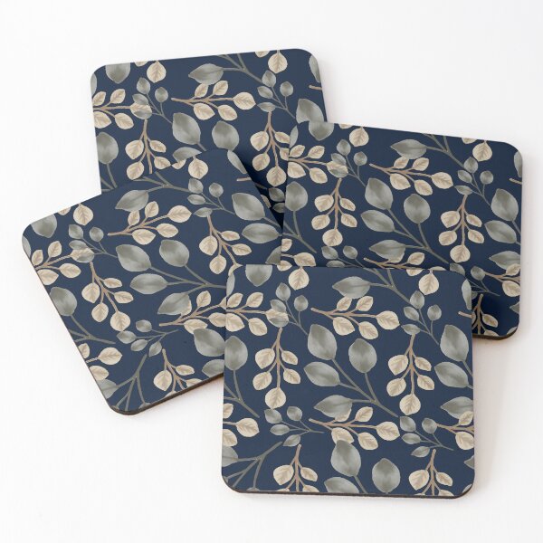 Item preview, Eucalyptus Leaves Midnight Blue Seamless Pattern designed and sold by ​Jyoti Digital Artist.