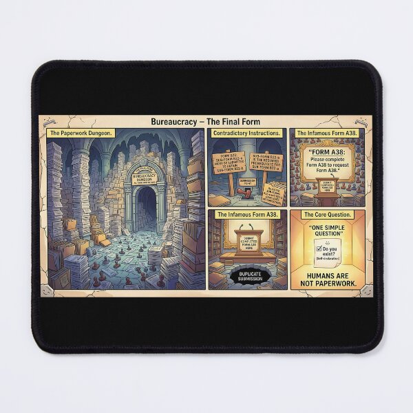 Item preview, Bureaucracy – The Final Form: The Paper War Dungeon as a Satirical Comic designed and sold by Mianku | Für das Leben.