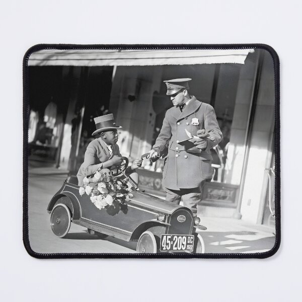 Item preview, Pedal car traffic stop funny vintage children driving black and white photograph designed and sold by Astrid Arkhangelsky.