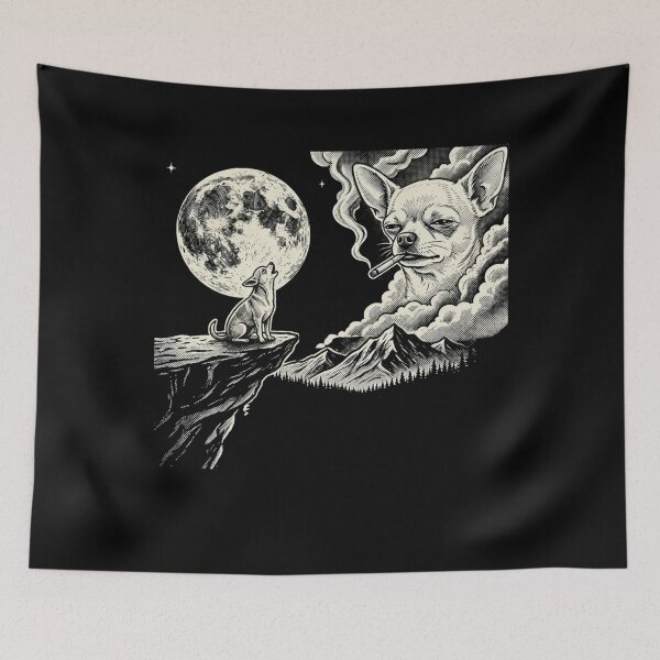 Item preview, Smoking Chihuahua Howling To The Moon Vintage Grunge Dog Mom  designed and sold by w66aboo.