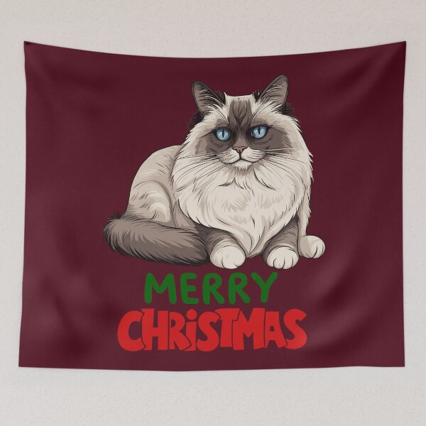 Item preview, Cute Ragdoll Cat Merry Christmas Holiday Art designed and sold by stormk10.