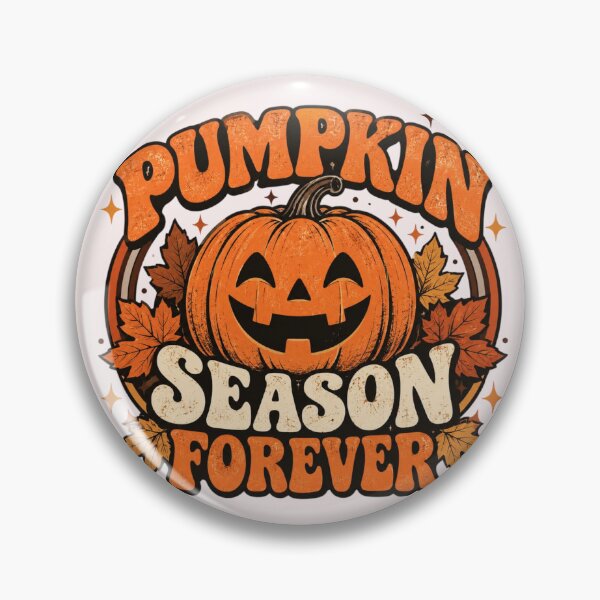Item preview, Pumpkin Season Forever Vintage 70s Halloween Pumpkin Badge designed and sold by Sanika arts .