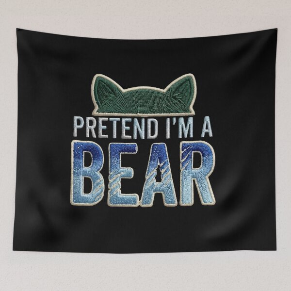 Item preview, Pretend I'm A Bear Embroidered Patch Style Funny Cat Design designed and sold by Retro Whiskers.