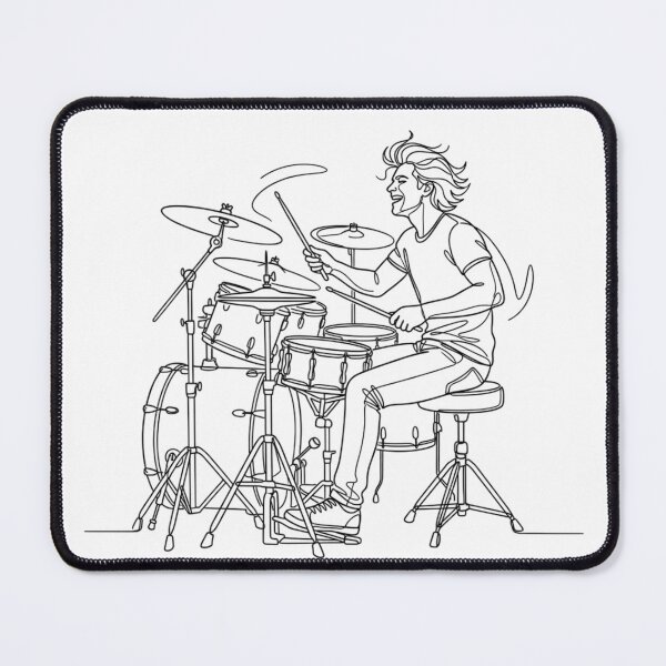 Item preview, "Passionate Drummer Line Art: Dynamic Musician Illustration & Minimalist Drum Set Vector Design" designed and sold by Nubian Style.