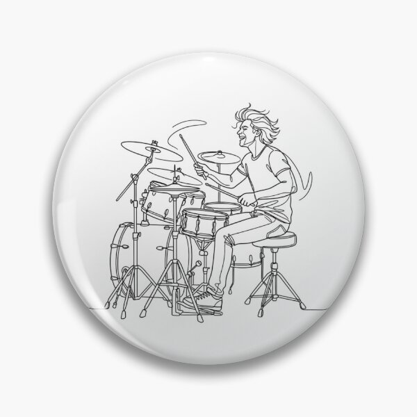 Item preview, "Passionate Drummer Line Art: Dynamic Musician Illustration & Minimalist Drum Set Vector Design" designed and sold by Nubian Style.