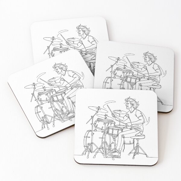 Item preview, "Passionate Drummer Line Art: Dynamic Musician Illustration & Minimalist Drum Set Vector Design" designed and sold by Nubian Style.