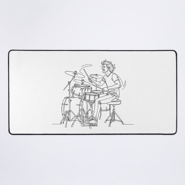 Item preview, "Passionate Drummer Line Art: Dynamic Musician Illustration & Minimalist Drum Set Vector Design" designed and sold by Nubian Style.