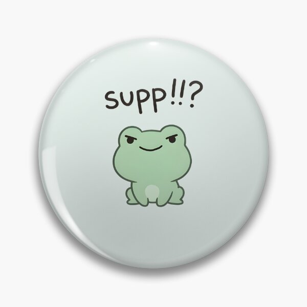 Item preview, Cute Kawaii frog meme saying "supp!!" designed and sold by pixellm.