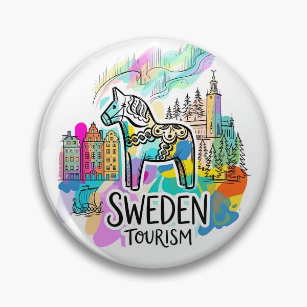 Item preview, Sweden Tourism Colorful Illustration designed and sold by EdwinkOne.