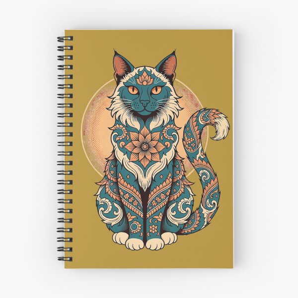 Item preview, Black Cat Mandala – Mystical Teal and Orange Boho Floral Cat Art designed and sold by Mousy17.