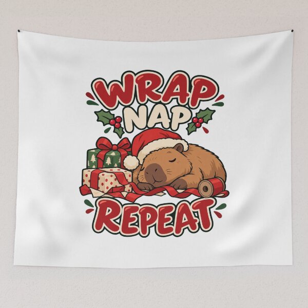 Item preview, Wrap Nap Repeat - Christmas Capybara designed and sold by Good Mood Foundry.