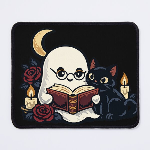 Item preview, Midnight Book Club – Gothic Ghost and Black Cat Reading designed and sold by GlitchRaven.