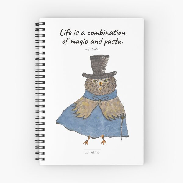 Item preview, Life Is Magic And Pasta - Dapper Owl Fellini Quote Art designed and sold by lumekind.