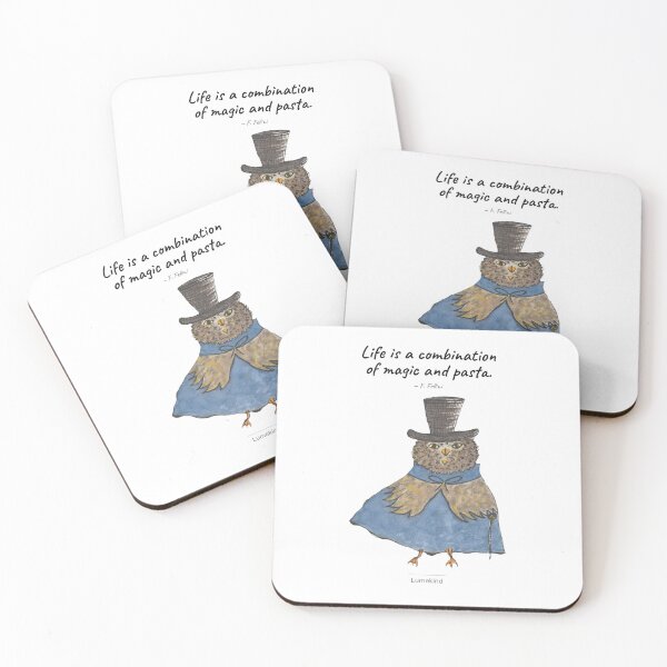 Item preview, Life Is Magic And Pasta - Dapper Owl Fellini Quote Art designed and sold by lumekind.
