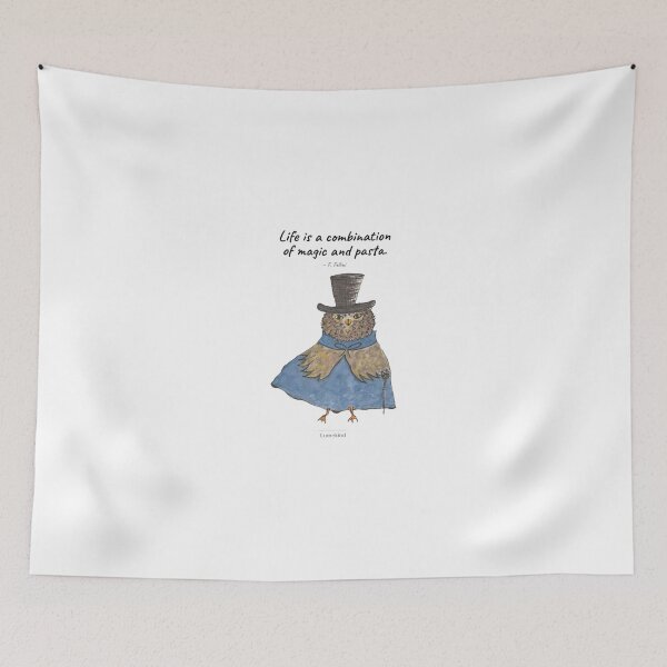 Item preview, Life Is Magic And Pasta - Dapper Owl Fellini Quote Art designed and sold by lumekind.
