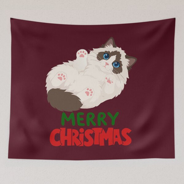 Item preview, Cute Ragdoll Cat Merry Christmas Holiday Art designed and sold by stormk10.