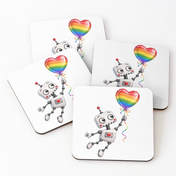 Item preview, Cute robot with a colorful heart-shaped balloon designed and sold by Kisho.