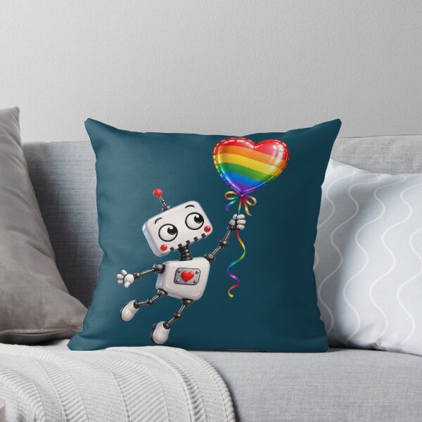 Item preview, Cute robot with a colorful heart-shaped balloon designed and sold by Kisho.