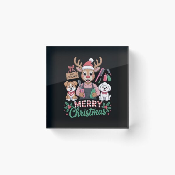 Item preview, Merry Christmas Dog Groomer – Reindeer Pet Grooming Salon Art designed and sold by jkrphoto.