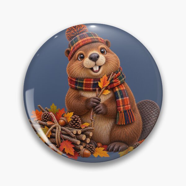 Item preview, Cute Beaver Gathering Wood for a Cosy Scottish Autumn designed and sold by MaedK.