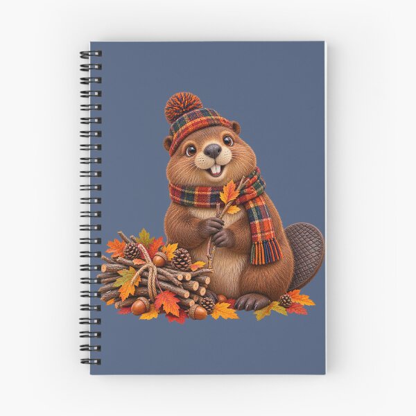 Item preview, Cute Beaver Gathering Wood for a Cosy Scottish Autumn designed and sold by MaedK.