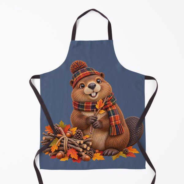 Item preview, Cute Beaver Gathering Wood for a Cosy Scottish Autumn designed and sold by MaedK.