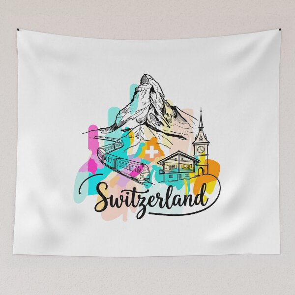 Item preview, Switzerland Alps Matterhorn Travel Illustration designed and sold by EdwinkOne.