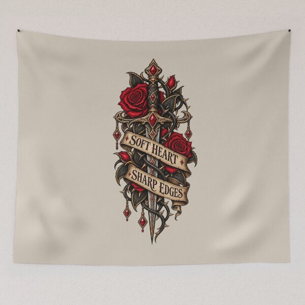Item preview, Soft Heart Sharp Edges Gothic Dagger and Roses Design designed and sold by MetaModel Editions.