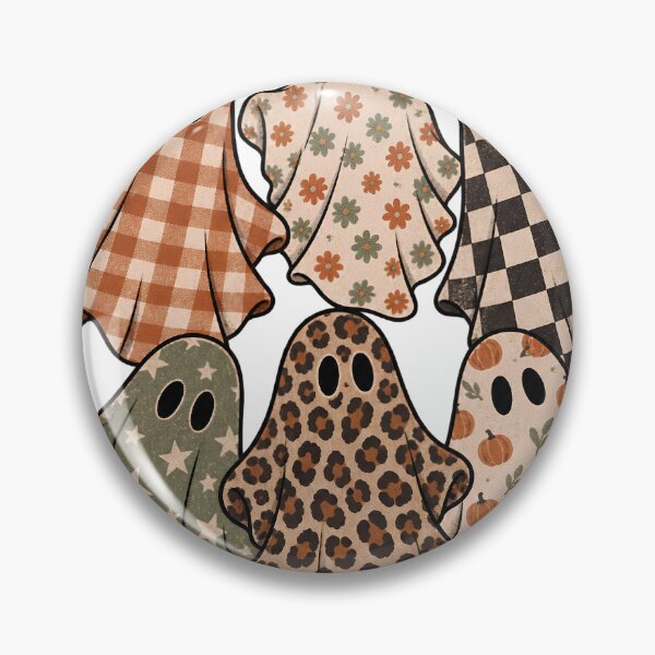 Item preview, Cute Boho Halloween Ghosts – Floral, Checkered and Leopard Print designed and sold by pinkaesthetik.