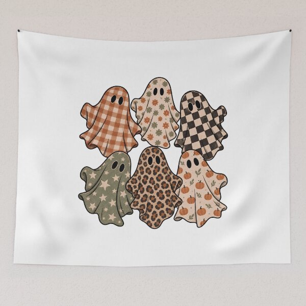 Item preview, Cute Boho Halloween Ghosts – Floral, Checkered and Leopard Print designed and sold by pinkaesthetik.
