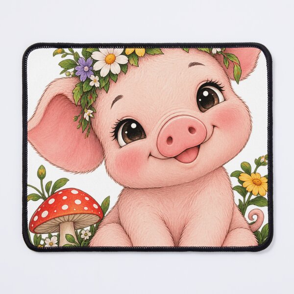 Item preview, Cute Floral Piglet Mushroom Garden Whimsical Spring Cottagecore Design designed and sold by Drifka.