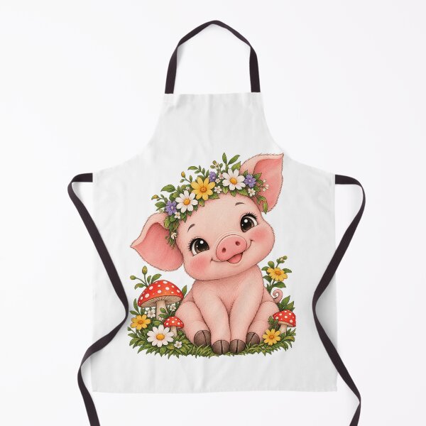 Item preview, Cute Floral Piglet Mushroom Garden Whimsical Spring Cottagecore Design designed and sold by Drifka.