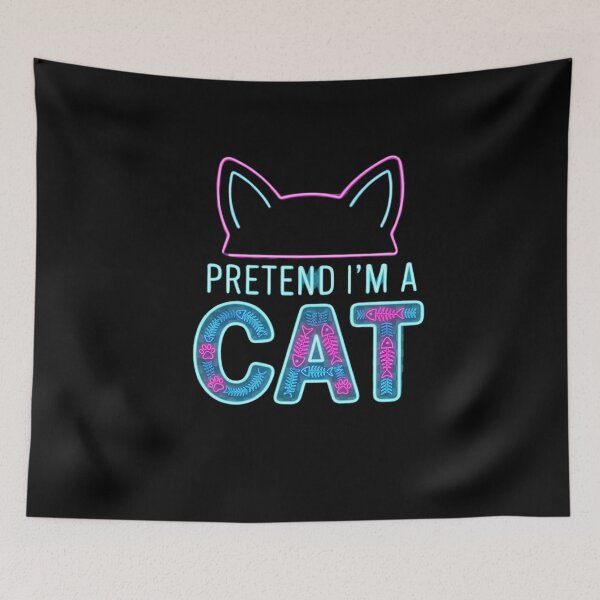 Item preview,  Pretend I'm A Cat Neon Sign Fish Bones Funny Cat Design designed and sold by Retro Whiskers.