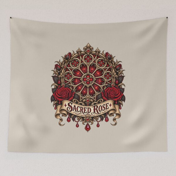 Item preview, Sacred Rose Gothic Cathedral Window Dark Floral Design designed and sold by MetaModel Editions.