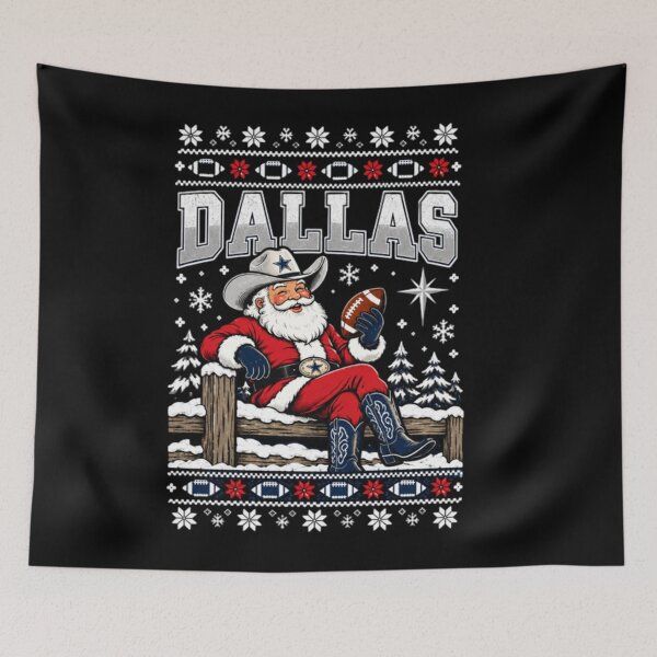 Item preview, Dallas Football Christmas, Ugly Xmas Graphic, Cowboy Santa Sports designed and sold by milmckayStudio.