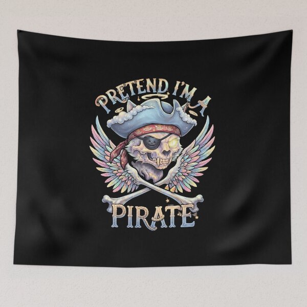 Item preview, Pretend I'm A Pirate Cat Skull Wings Crossbones Design designed and sold by Retro Whiskers.
