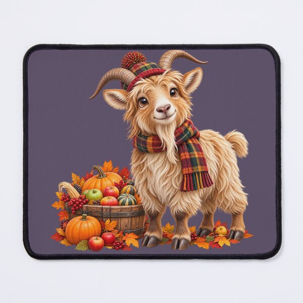 Item preview, Cute Scottish Highland Goat with Autumn Harvest Basket designed and sold by MaedK.