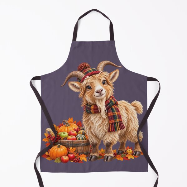 Item preview, Cute Scottish Highland Goat with Autumn Harvest Basket designed and sold by MaedK.